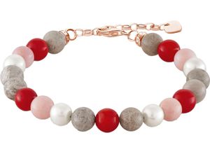 4051245352702 - Armband THOMAS SABO bunt A1744-394-10-L19V Armbänder Gr 19 Silber 925 (Sterlingsilber)-Perlen roségoldfarben pink rot braun braun Damen mit Koralle rekonstruiert Jaspis - Süßwasserzuchtperle