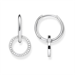 4051245364392 - Paar Creolen THOMAS SABO Kreis CR620-051-14 Ohrringe Gr Silber 925 (Sterlingsilber) bunt (silberfarben weiß kristallweiß) Damen Creolen mit Zirkonia (synth) - Einhänger abnehmbar