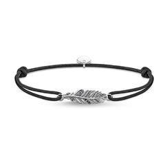 4051245376555 - Armband THOMAS SABO Little Secret Feder LS063-889-11-L22V Armbänder Gr 22 Silber 925 (Sterlingsilber)-Te x til silberfarben (silberfarben schwarz schwarz) Damen Silberarmband Armbänder Silber mit Zirkonia (synth)