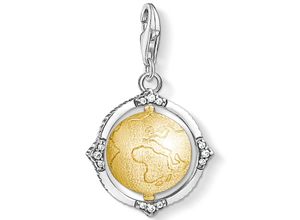 4051245403398 - Charm-Einhänger THOMAS SABO Vintage Weltkugel 1711-849-39 Charms goldfarben (silberfarben gelbgoldfarben weiß weiß) Damen Charms Anhänger mit Zirkonia (synth)