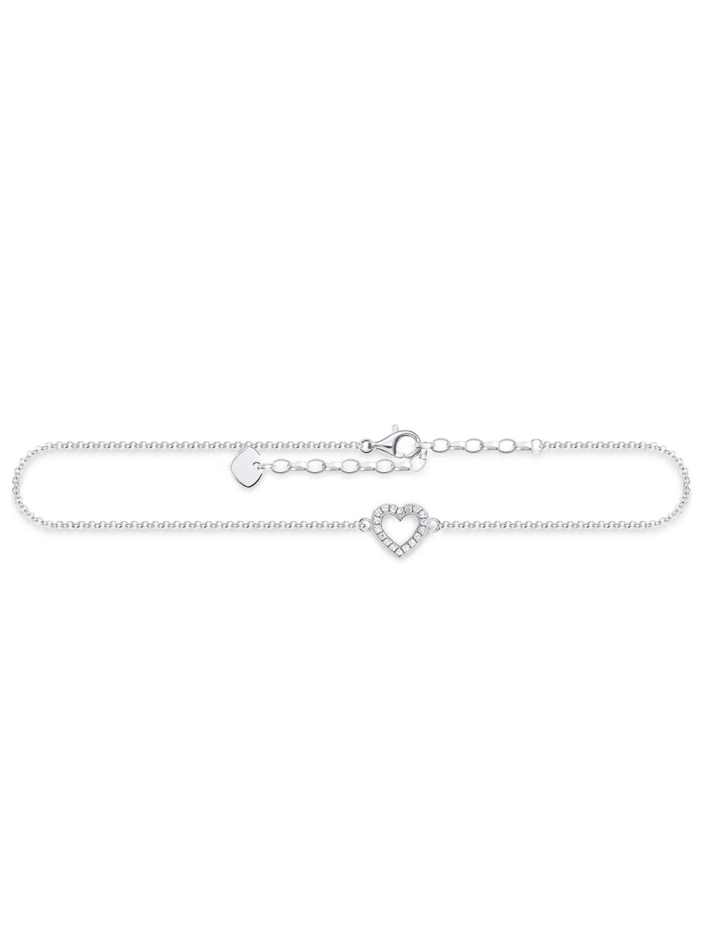 4051245432435 - Fußkette THOMAS SABO Herz AK0007-051-14-L27V Fußkettchen Gr 27 Silber 925 (Sterlingsilber) bunt (silberfarben weiß weiß) Strandaccessoires mit Zirkonia (synth)