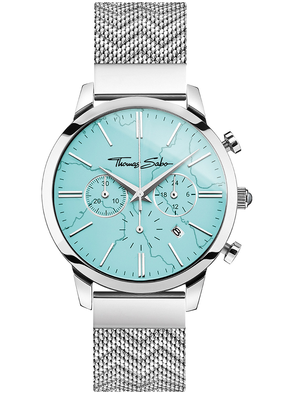 4051245472868 - Chronograph THOMAS SABO ARIZONA SPIRIT Armbanduhren silberfarben Herren Quarzuhr Armbanduhr Herren Datum Stoppfunktion Hämatit-Steine