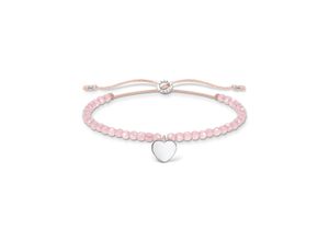 4051245487466 - Armband THOMAS SABO rosa Perlen mit Herz roségold A1985-813-9-L20V A1985-893-9-L20V Armbänder Gr 20 Silber 925 (Sterlingsilber)-Nylon bunt (silberfarben pink pink) Damen Armbänder Silber mit Rosenquarz oder Jaspis