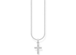 4051245488517 - Kette mit Anhänger THOMAS SABO Kreuz pavé KE2069-051-14-L45V Halsketten Gr 45 Silber 925 (Sterlingsilber) bunt (silberfarben weiß) Damen Ketten mit Anhänger Zirkonia (synth)