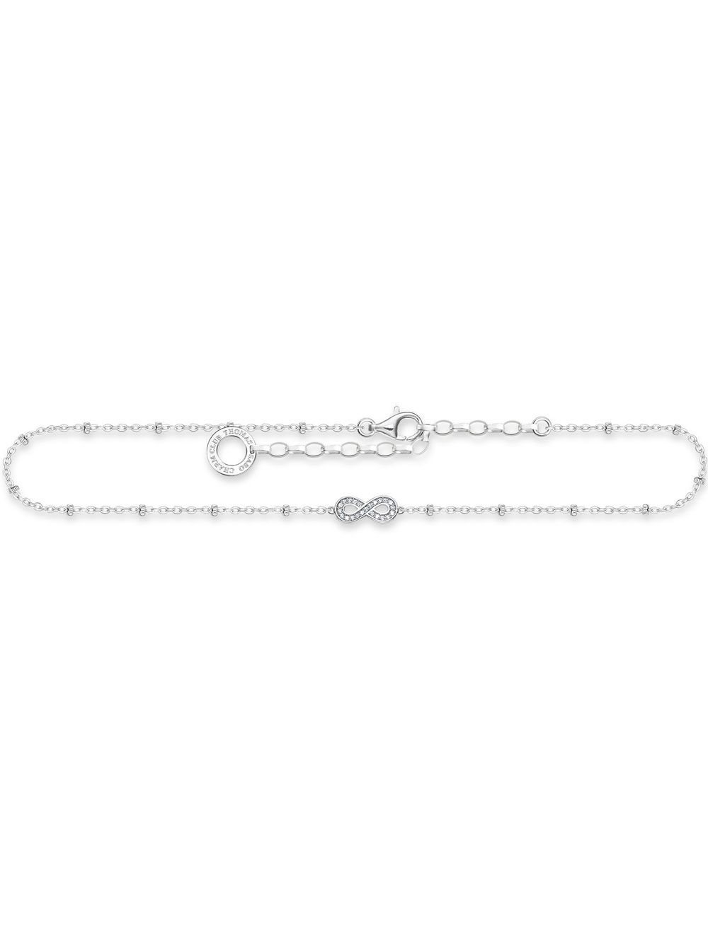 4051245505627 - Fußkette THOMAS SABO Infinity Undenlichkeitsschleife AK0029-051-14-L27V Fußkettchen Gr 27 Silber 925 (Sterlingsilber) silberfarben (silberfarben kristallweiß kristallweiß) Fußkettchen