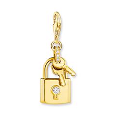 4051245507959 - Charm Schloss mit Schlüsseln aus Sterlingsilber gold