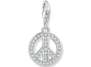 4051245507997 - Charm-Einhänger THOMAS SABO Peace Peace gold 1880-051-14 1898-488-7 Charms bunt (silberfarben weiß weiß) Damen Charms Anhänger mit Zirkonia (synth) oder Glas-Keramik Stein