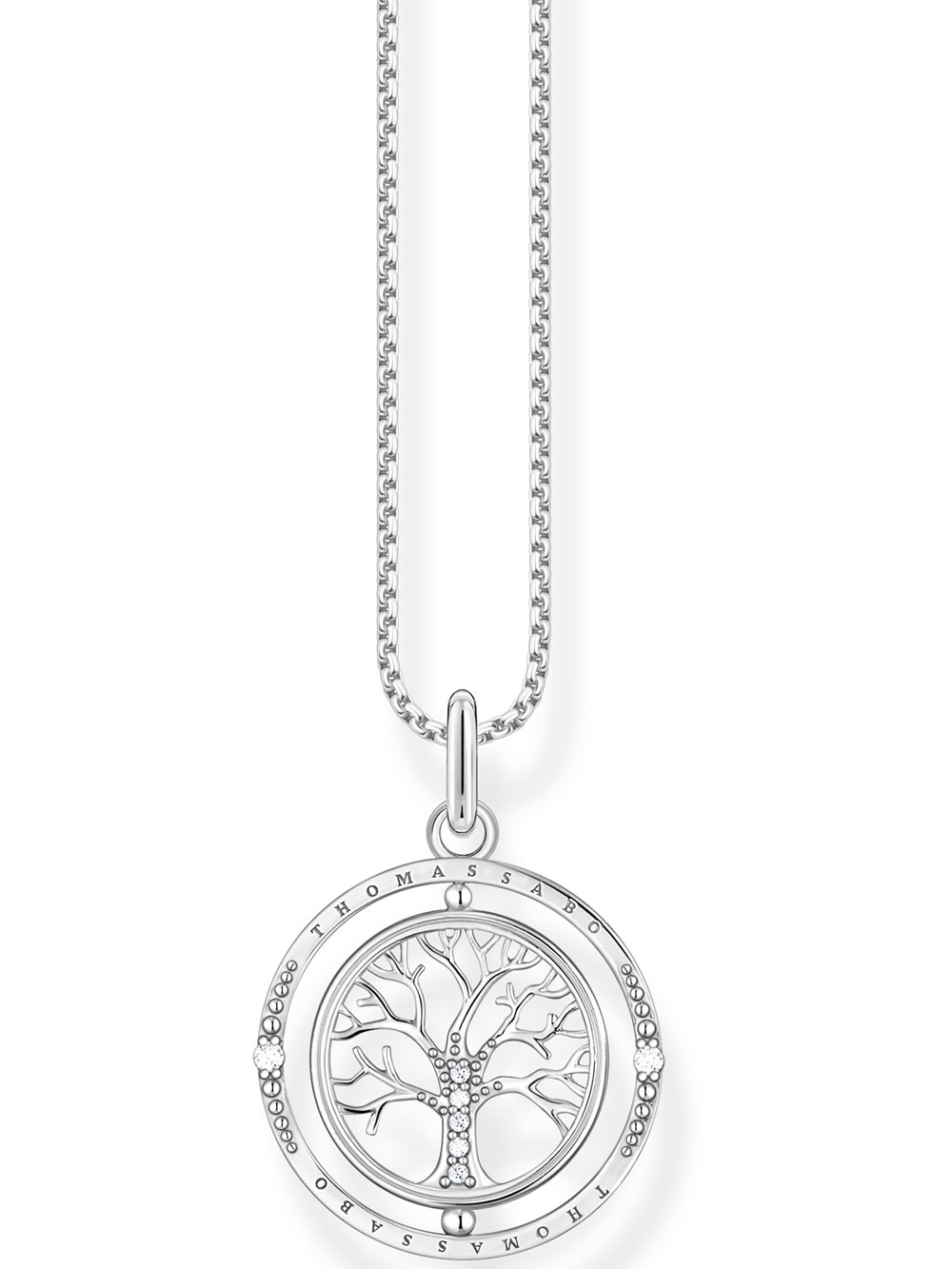 4051245518757 - Kette mit Anhänger THOMAS SABO Tree of Love KE2148-643-14-L45V Halsketten Gr 45 Silber 925 (Sterlingsilber) bunt (silberfarben weiß) Damen Ketten mit Anhänger Zirkonia (synth)