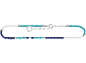 4051245521641 - Fußkette THOMAS SABO mit Beads AK0038-775-7-L27V Fußkettchen Gr 27 Silber 925 (Sterlingsilber) blau (silberfarben weiß dunkelblau türkis türkis)