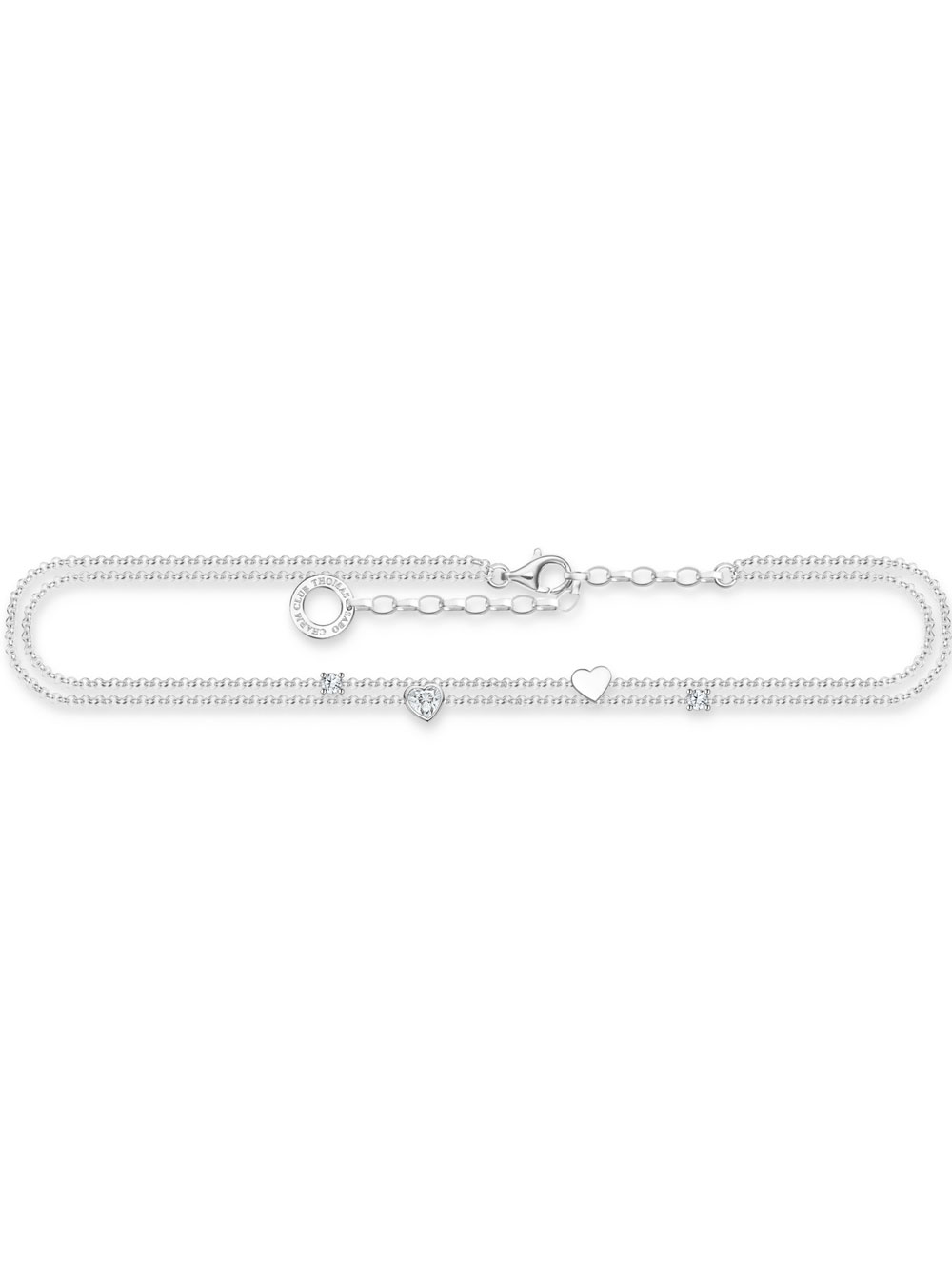 4051245521665 - Fußkette THOMAS SABO mit Herzen und weiße Steine AK0040-051-14-L27V Fußkettchen Gr 27 Silber 925 (Sterlingsilber) silberfarben (silberfarben kristallweiß kristallweiß) Fußkettchen