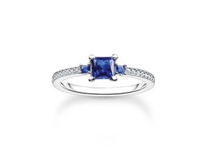 4051245523690 - Fingerring THOMAS SABO mit blauen Steinen TR2402-166-32-5254565860 Fingerringe Gr 52 Silber 925 (Sterlingsilber) 16 mm bunt (silberfarben dunkelblau dunkelblau) Damen Fingerringe mit Glas-Keramik Stein Zirkonia (synth)