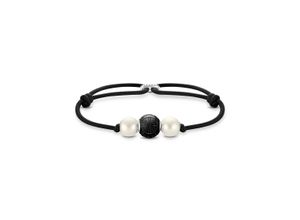 4051245538267 - Perlenarmband THOMAS SABO A2076-451-11-L22V Armbänder Gr 22 Silber 925 (Sterlingsilber)-Perlen-Nylon bunt (silberfarben weiß schwarz schwarz) Damen Perlenarmbänder mit Obsidian - Süßwasserzuchtperle