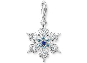 4051245543254 - Charm-Einhänger THOMAS SABO Schneeflocke mit blauen Steinen 1902-945-7 Charms silberfarben (silberfarben mehrfarbig mehrfarbig) Damen Charms Anhänger mit Glas-Keramik Stein