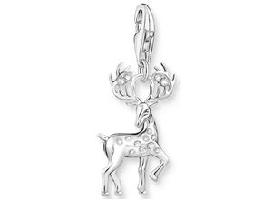 4051245543339 - Charm-Einhänger THOMAS SABO Hirsch 1910-051-14 Charms bunt (silberfarben weiß weiß) Damen Charms Anhänger mit Zirkonia (synth)