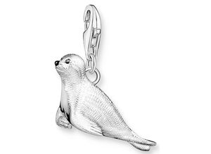 4051245543353 - Charm-Einhänger THOMAS SABO Seerobbe 1912-041-14 Charms silberfarben (silberfarben schwarz schwarz) Damen Charms Anhänger mit Zirkonia (synth)