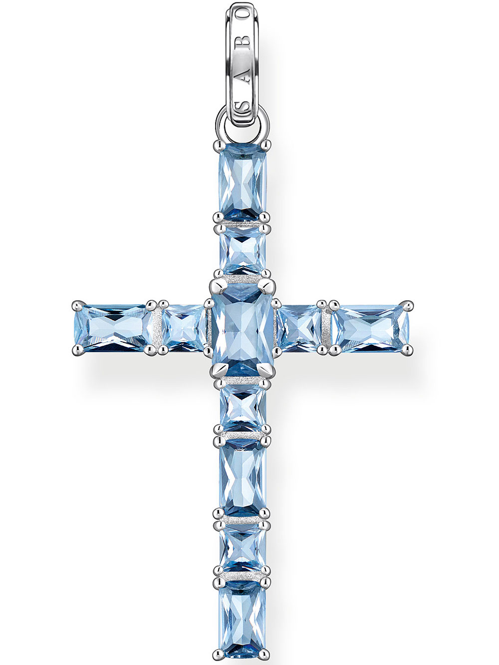 4051245548563 - Anhänger Kreuz mit aqua Steinen Silber