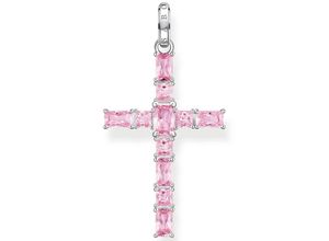 4051245548655 - Ketten-Anhänger THOMAS SABO Kreuz pinke oder bunte Steine PE939-051-9 PE939-073-7 Schmuckanhänger Gr Silber 925 (Sterlingsilber) 473 g bunt (silberfarben pink pink) Damen Anhänger mit Spinell (synth) Zirkonia Korund (synth)