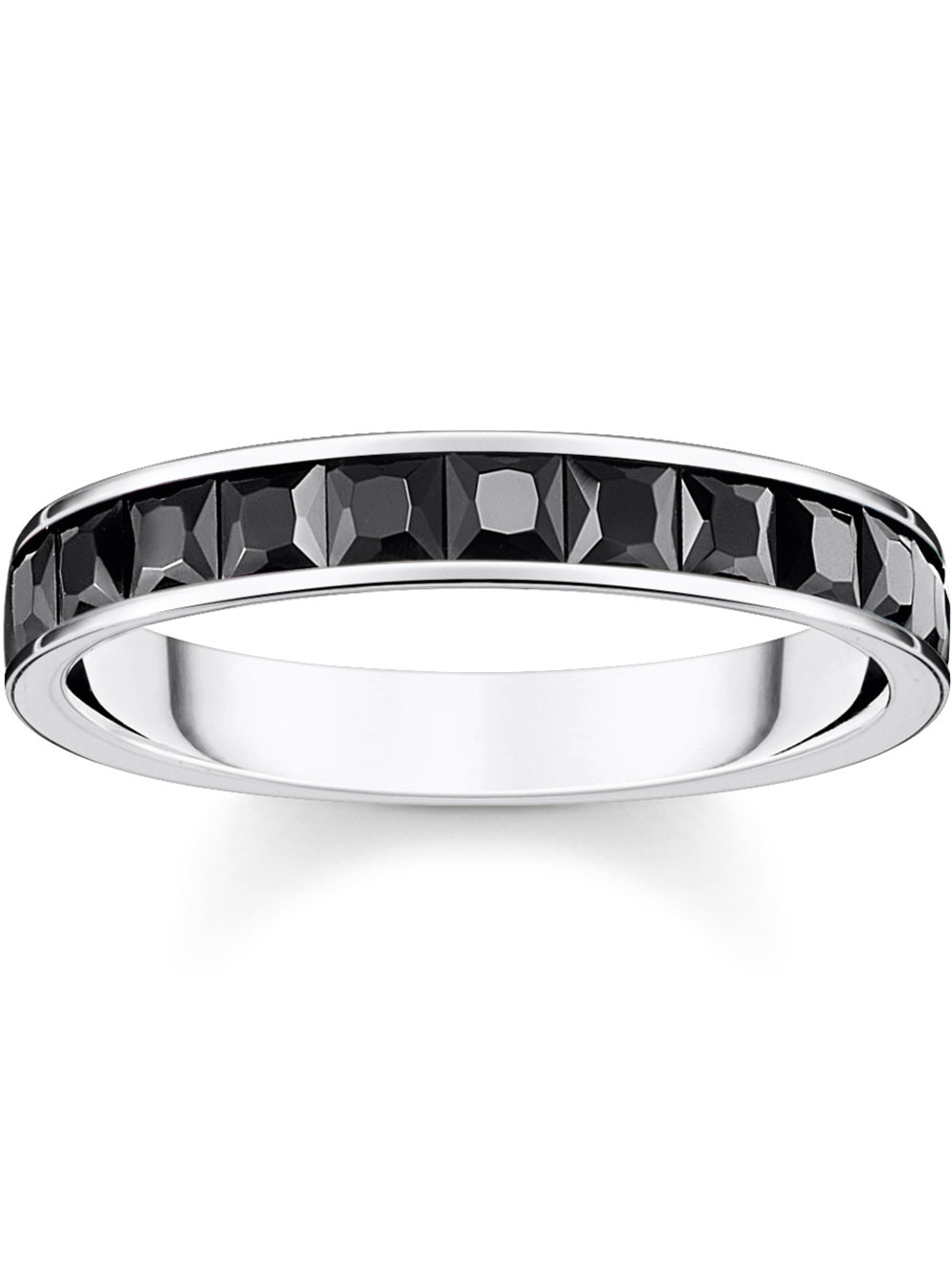 4051245548938 - Fingerring THOMAS SABO Steine Pavé TR2358-051-9-52-60 TR2358-643-11-52-60 Fingerringe Gr 56 Silber 925 (Sterlingsilber) 4 mm silberfarben (silberfarben schwarz schwarz) Damen Fingerringe mit Zirkonia (synth)