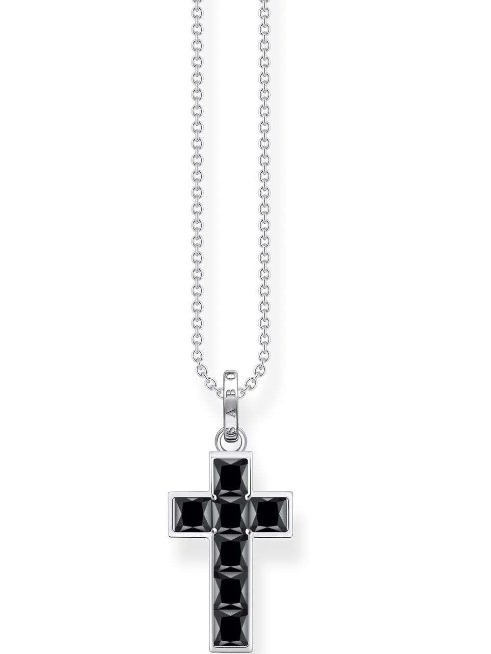 4051245548976 - Kette Kreuz mit schwarzen Steinen Silber