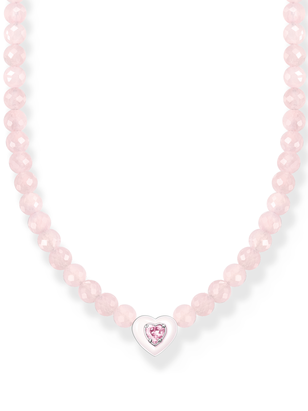 4051245550412 - Choker THOMAS SABO Choker Herz mit pinken Perlen KE2181-035-9-L42V Halsketten Gr 42 Silber 925 (Sterlingsilber) bunt (silberfarben pink pink) Damen Brautschmuck mit Rosenquarz Zirkonia (synth)