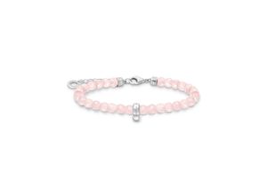 4051245550702 - Armband THOMAS SABO rosa Perlen schwarze A2097-034-9-L19V A2097-130-11-L19V Armbänder Gr 19 Silber 925 (Sterlingsilber) bunt (silberfarben pink pink) Damen Armbänder Silber mit Rosenquarz oder Onyx