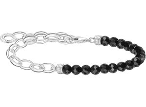 4051245550818 - Charm-Armband THOMAS SABO mit Beads A2098-130-11-L19 A2098-404-17-L19 Armbänder Gr 19 Silber 925 (Sterlingsilber) silberfarben (silberfarben schwarz schwarz) Damen mit Onyx oder Türkis-Imitat