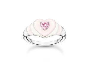 4051245550948 - Fingerring THOMAS SABO Herz mit pinkem Stein TR2435-041-9-52545658 Fingerringe Gr 58 Silber 925 (Sterlingsilber) 26 mm bunt (silberfarben pink pink) Damen Fingerringe