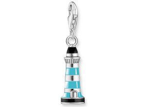 4051245557640 - Charm-Einhänger THOMAS SABO Leuchtturm Silber 1995-007-7 Charms schwarz (silberfarben türkis schwarz) Damen