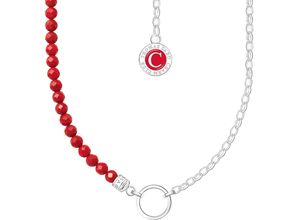 4051245561906 - Charm-Kette THOMAS SABO rote Beads und Gliederelemente KE2190-007-10-L45v Halsketten Gr 45 Silber 925 (Sterlingsilber) Breite 4 mm bunt (silberfarben rot) Damen Charms Armbänder Ketten mit Koralle rekonstruiert