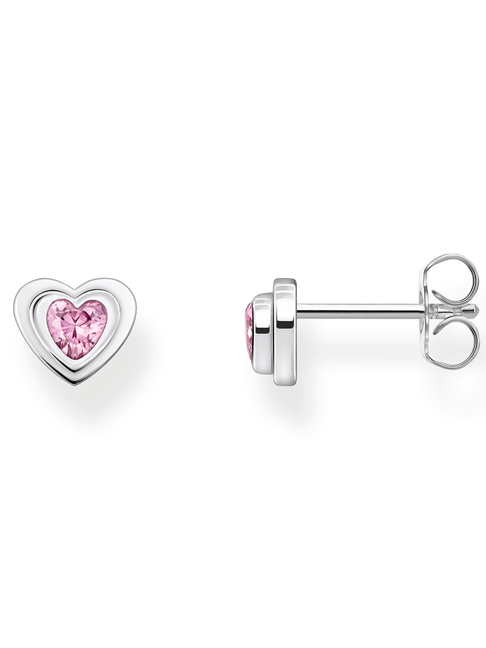 4051245563856 - Paar Ohrstecker THOMAS SABO Herz mit pinkfarbenem Zirkonia H2271-414-9 H2271-643-9 Ohrringe Gr Silber 925 (Sterlingsilber) bunt (silberfarben rosa rosa) Damen Ohrstecker mit Zirkonia (synth)