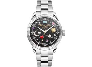 4051245565645 - Quarzuhr THOMAS SABO COSMIC AMULET Armbanduhren silberfarben Damen Armbanduhr Damenuhr Zirkonia Herz Mond Sterne Edelstahlarmband