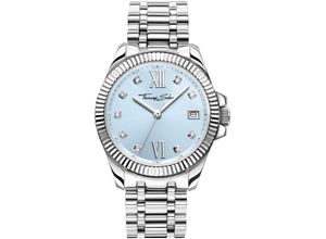 4051245569865 - Quarzuhr THOMAS SABO DIVINE Armbanduhren silberfarben (silberfarben hellblau) Damen Quarzuhren Armbanduhr Damenuhr Datum Mineralglas mit Saphirbeschichtung