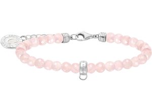 4051245571660 - Charm-Armband THOMAS SABO mit rosa oder schwarzen Beads A2141-067-9-L19v A2141-130-11-L19v Armbänder Gr 19 Silber 925 (Sterlingsilber) bunt (silberfarben rosa rosa) Damen Charm Armbänder mit Achat oder Rosenquarz