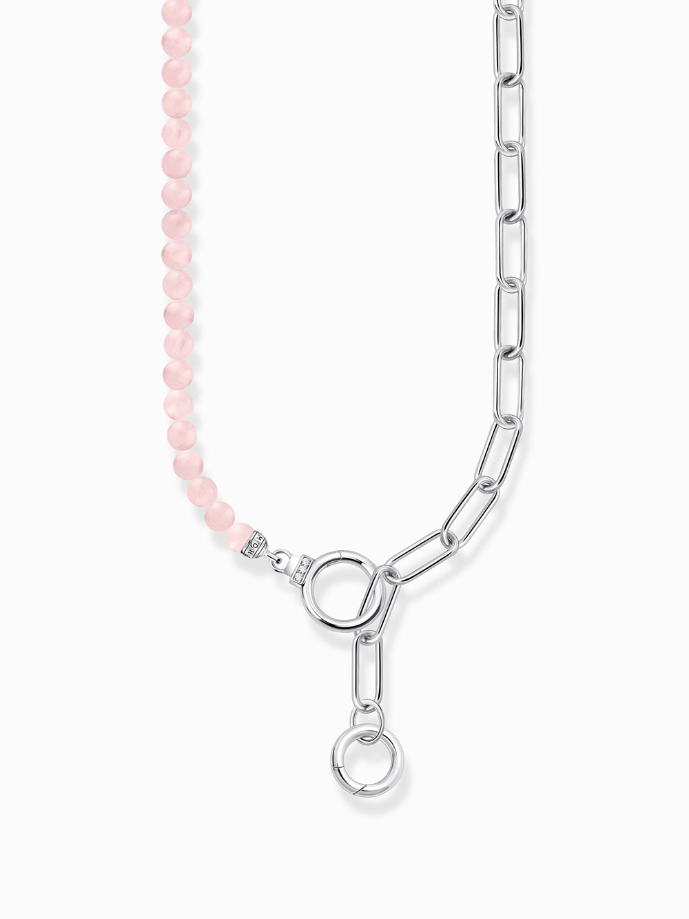 4051245571769 - KE2193-035-9-L47V Silbernes Collier mit Gliederkettenelementen und rosa Beads Damen