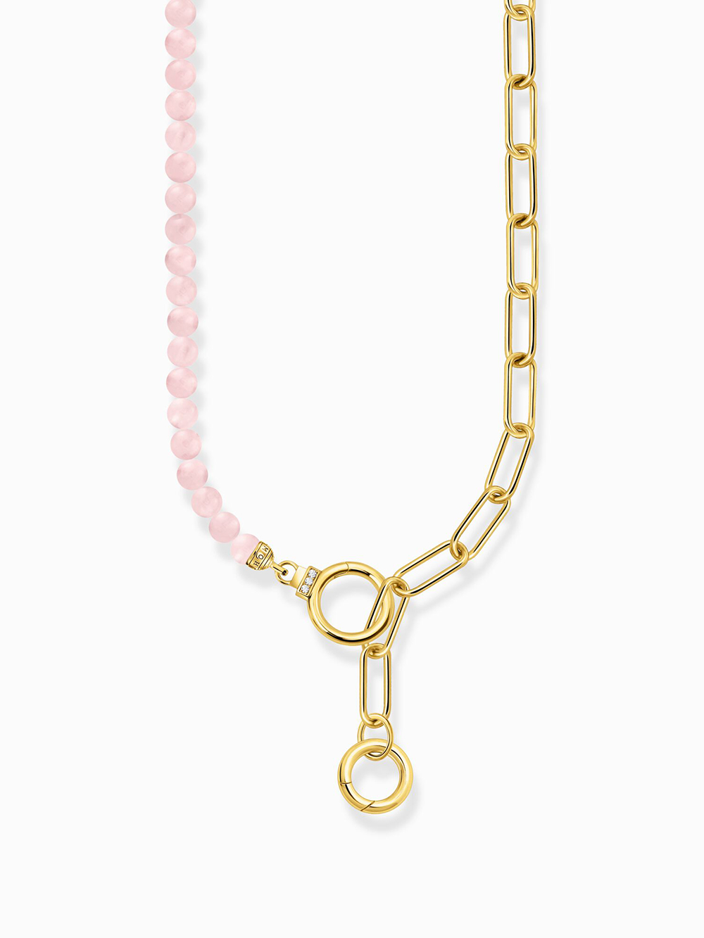 4051245571776 - KE2193-414-9-L47V Vergoldetes Collier mit Gliederkettenelementen und rosa Beads Damen