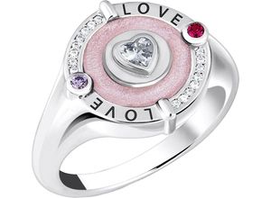 4051245571868 - Siegelring THOMAS SABO mit Herz und Steinen TR2447-390-9-52-60 Fingerringe Gr 52 Silber 925 (Sterlingsilber) 2 mm rosa (silberfarben rosa weiß violett rot rot) Damen Fingerringe mit Zirkonia (synth) Korund (synth)