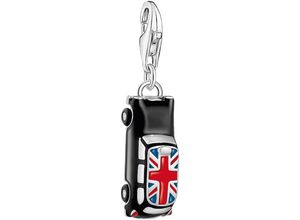 4051245573923 - Charm-Einhänger THOMAS SABO LONDON Taxi mit Union Jack 2169-041-7 Charms schwarz (silberfarben schwarz blau rot weiß weiß) Damen Charms Anhänger mit Zirkonia (synth)