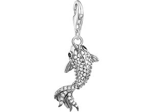 4051245573930 - Charm-Einhänger THOMAS SABO Koi mit Zirkoniasteinen 2170-643-21 Charms schwarz-weiß (silberfarben schwarz weiß weiß) Damen Charms Anhänger mit Zirkonia (synth)