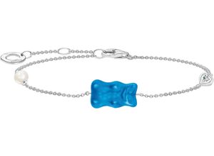 4051245578041 - Armband THOMAS SABO THOMAS x HARIBO mit Goldbär Blau Grün Rot Weiß Armbänder Gr 19 Silber 925 (Sterlingsilber) silberfarben blau kristallweiß weiß kristallweiß Damen Armbänder Silber mit Kristallglas Zirkonia (synth) - Süßwasserzuchtperle