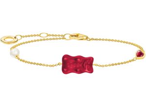 4051245578058 - Armband THOMAS SABO THOMAS x HARIBO mit Goldbär Blau Grün Rot Weiß Armbänder Gr 19 Silber 925 (Sterlingsilber)-Perlen gelbgoldfarben rot kristallweiß weiß kristallweiß Damen Perlenarmbänder mit Kristallglas Zirkonia (synth) - Süßwasserzuchtperle