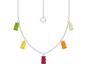 4051245578089 - Kette mit Anhänger THOMAS SABO THOMAS x HARIBO Schmuck Goldbären bunt Halsketten Gr 45 Silber 925 (Sterlingsilber) bunt (silberfarben grün gelb rot orange kristallweiß) Damen Ketten mit Anhänger Kristallglas