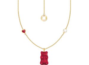 4051245578225 - Kette mit Anhänger THOMAS SABO THOMAS x HARIBO Goldbär Rot KE2206-430-10-L45V Halsketten Gr 45 Silber 925 (Sterlingsilber)-Perlen bunt (gelbgoldfarben rot weiß) Damen Ketten mit Anhänger Kristallglas Zirkonia (synth) - Süßwasserzuchtperle