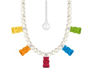 4051245578270 - Kette mit Anhänger THOMAS SABO THOMAS x HARIBO Schmuck Perlenkette Goldbären bunt Halsketten Gr 50 Silber 925 (Sterlingsilber)-Perlen silberfarben blau grün gelb rot orange weiß Damen Ketten mit Anhänger Kristallglas Zirkonia (synth) - Süßwasserzuchtperle