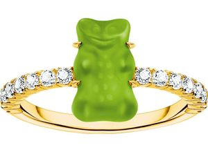 4051245578492 - Fingerring THOMAS SABO THOMAS x HARIBO Schmuck Ring mit Goldbär Blau Grün Rot Weiß Fingerringe Gr 52 Silber 925 (Sterlingsilber) 7 mm bunt (gelbgoldfarben grün kristallweiß kristallweiß) Damen Fingerringe mit Kristallglas Zirkonia (synth)