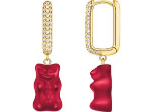 4051245578645 - Single-Creole THOMAS SABO THOMAS x HARIBO Große Einzel-Creole mit Goldbär Blau Grün Rot Ohrringe Gr Silber 925 (Sterlingsilber) rot (gelbgoldfarben rot kristallweiß kristallweiß) Damen Creolen mit Kristallglas Zirkonia (synth)