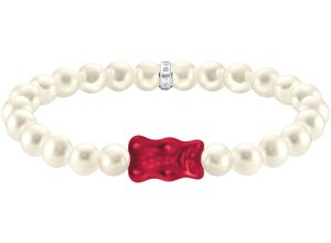 4051245578706 - Armband THOMAS SABO THOMAS x HARIBO Schmuck Perlenarmband mit Goldbär Grün Rot Armbänder Gr 17 Silber 925 (Sterlingsilber)-Perlen silberfarben rot kristallweiß weiß kristallweiß Damen Perlenarmbänder mit Kristallglas - Süßwasserzuchtperle