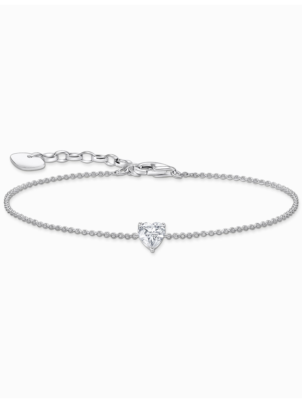 4051245579819 - Armband THOMAS SABO mit großem Herz-Anhänger A2157-051-14-L19V A2157-051-9-L19V Armbänder Gr 19 Silber 925 (Sterlingsilber) bunt (silberfarben weiß weiß) Damen mit Zirkonia (synth)