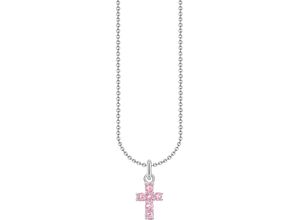 4051245582147 - Kette mit Anhänger THOMAS SABO Kreuz-Anhänger KE2226-051-9-L45V KE2226-414-14-L45V Halsketten Gr 45 Silber 925 (Sterlingsilber) bunt (silberfarben pink) Damen Ketten mit Anhänger Zirkonia (synth)