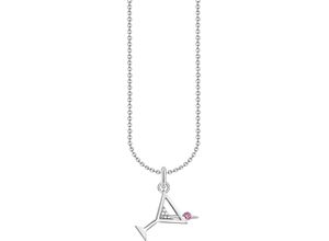 4051245582208 - Kette mit Anhänger THOMAS SABO Cocktail-Anhänger KE2232-013-27-L45V Halsketten Gr 45 Silber 925 (Sterlingsilber) bunt (silberfarben weiß rot) Damen Ketten mit Anhänger Zirkonia (synth) Korund (synth)