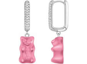 4051245588002 - Single-Creole THOMAS SABO THOMAS x HARIBO Schmuck Große Einzel-Creole mit Goldbär Ohrringe Gr Silber 925 (Sterlingsilber) pink (silberfarben pink kristallweiß kristallweiß) Damen mit Kristallglas Zirkonia (synth)